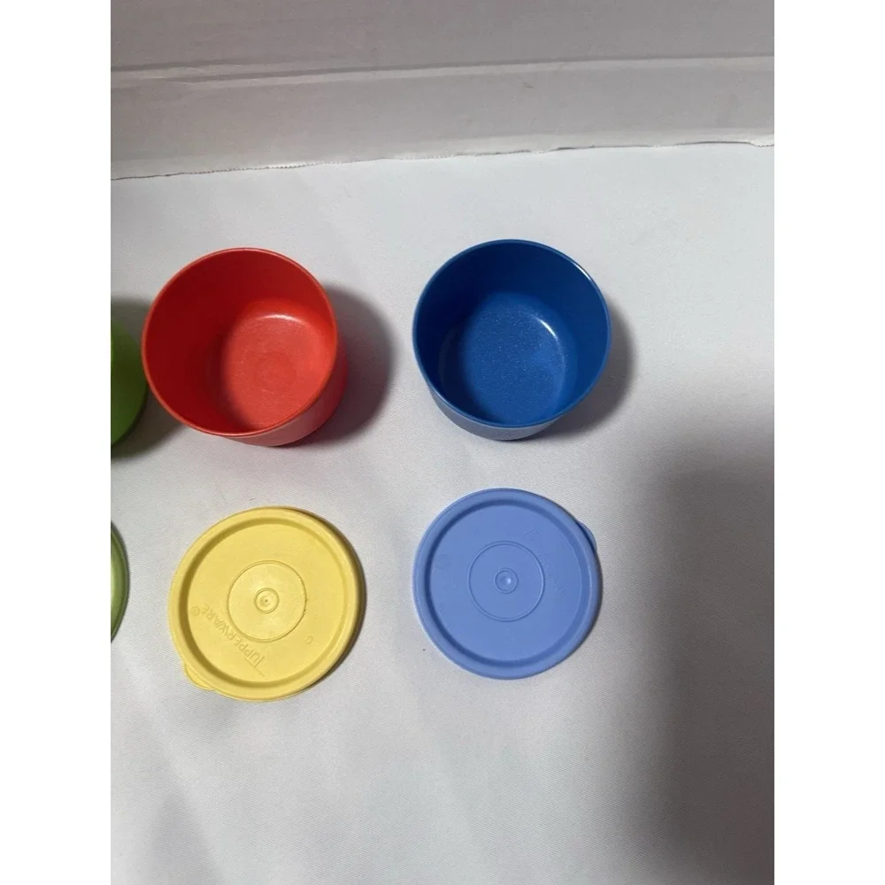 Lot of‎ 3 Vintage TUPPERWARE Vibrant Multi Color Snack Cups/Bowls